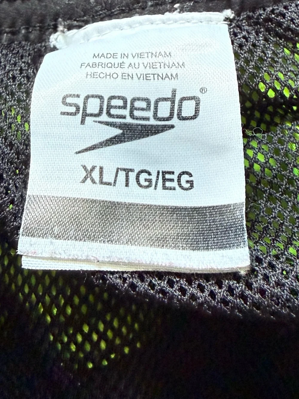 Speedo Black Swim Shorts with Neon Green Accents guc XL w/pockets